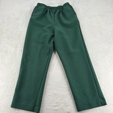 Alfred Dunner Pants Womens 12P Pull On Green Elastic Waist Straight Leg Textured