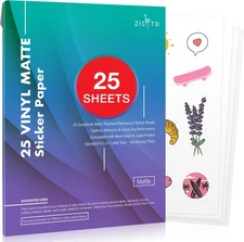 Premium Printable Vinyl Sticker Paper, for Your Inkjet, Laser Printer,Waterproof