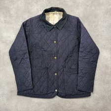 Barbour Quilted Jacket Womens 14 Classic Diamond Quilt Liddesdale Coat, Navy