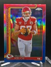 2025 Topps Chrome Football Travis Kelce Red White & Blue Refractor- Chiefs