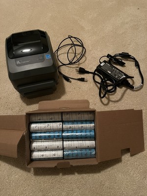 Zebra GX430t Barcode Label Printer GX43-102412-000 Performance Wax Qty 10 USB