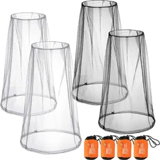 4 Pack Mosquito Net Face Mesh Head Net Big Size Grey Black for Camping Hiking