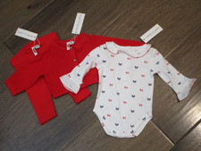 JANIE AND JACK 3-PC RED BOW L/S SET SIZE 0-3 MOS NEW