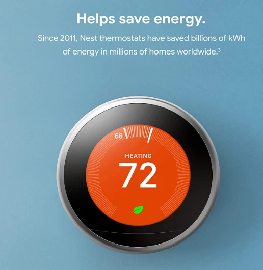Google Nest Learning Smart Wi-Fi Thermostat STAINLESS STEEL T3007ES - Image 3 of 4