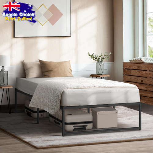 King Single Bed Base Metal Black 37cm High Under Bed Storage - Picture 12 of 12