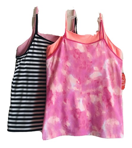 Set of 2 Wonder Nation Girl's Cami New Solid Tie Dye Striped Stretch 5K37 - Picture 9 of 11