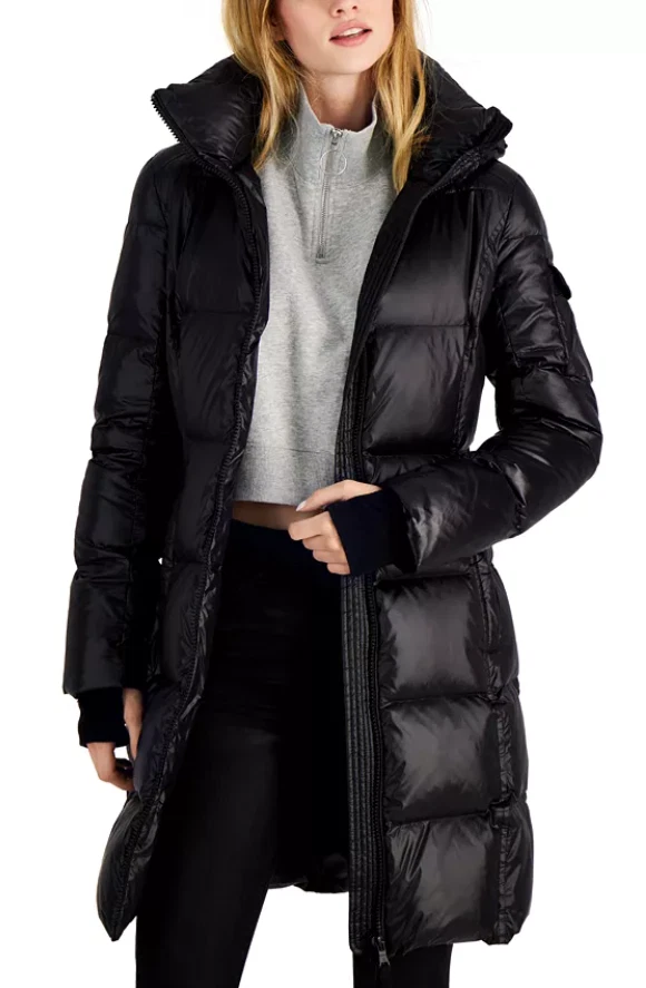 S13 Mulberry Hooded Quilted Down Puffer Coat 37 Long In Jet Color sz L/XL  $360 | eBay