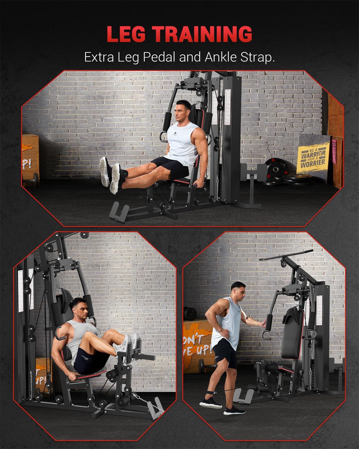 Home Gym Machine Full Body Workout Machine W/150LBS Weight Stack Multifunctional