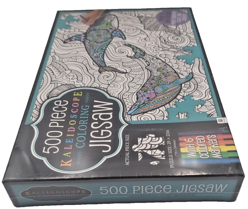 500 Piece Kaleidoscope Coloring Jigsaw Puzzle - Dolphins - NEW Sealed - Picture 5 of 6
