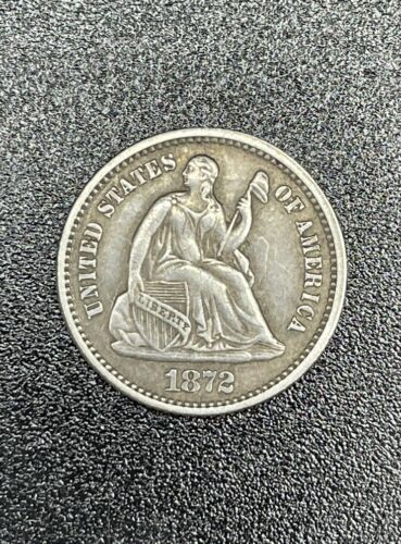 1872 Half Dime Seated Liberty NICE! AU High Detail! Silver Vtg 5c US 1800s Coin - Picture 1 of 6