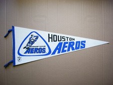 1970'S HOUSTON AEROS WHA HOCKEY PENNANT FLAG SHARP!! WITH STREAMERS