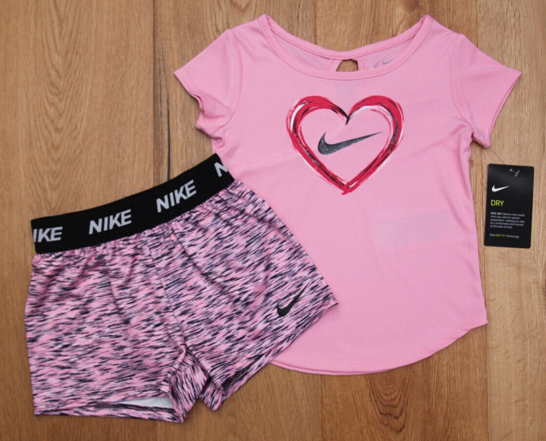 NEW Nike Infant Baby Girl Piece Top Shorts Set, Pink, DRI-FIT
