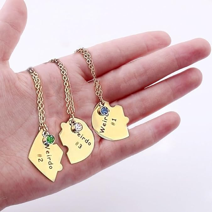 Stainless Steel Weirdo #1 #2 and #3 Necklace Heart for Best Friend