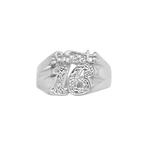 Authentic 11mm size (SNS2104) Sterling Silver Cute Designed Sweet 16 Celebration Name Ring