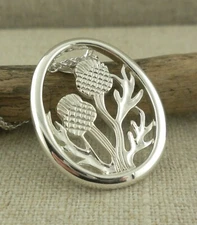 Sterling Silver Scottish Celtic Double Thistle Pendant by Keith Jack Gift Boxed
