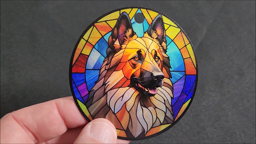 Belgian Tervuren 2 Holographic Stained Glass Design Ornament - Video 1 of 1