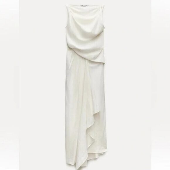 ★ZARA★ ZW COLLECTION LINEN-BLEND DRAPED DRESS ZARA DRAPED LINEN BLEND DRESS ZW COLLECTION | eBay