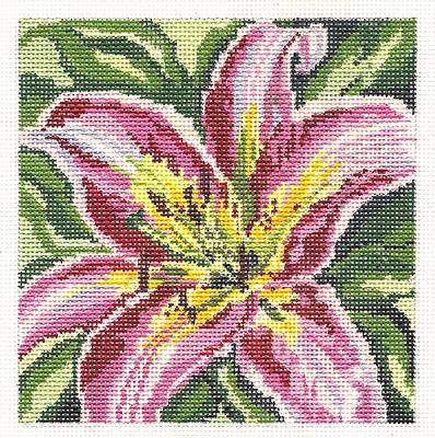 Lily❤️ Stargazer Lily Flower handpainted 18m Needlepoint Canvas 5