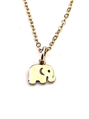 HUNDEOHREN GOLD ÜBER 925 STERLINGSILBER GLÜCKSELEFANT HALSKETTE 15'' FREUNDE 3295