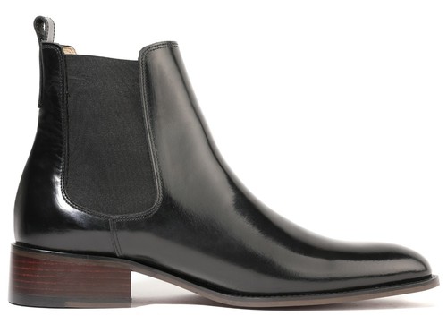 Botas Chelsea Firenze Atelier Para Hombre Hechas a Mano Cuero Negro Punta Tobillo  - Imagen 6 de 14