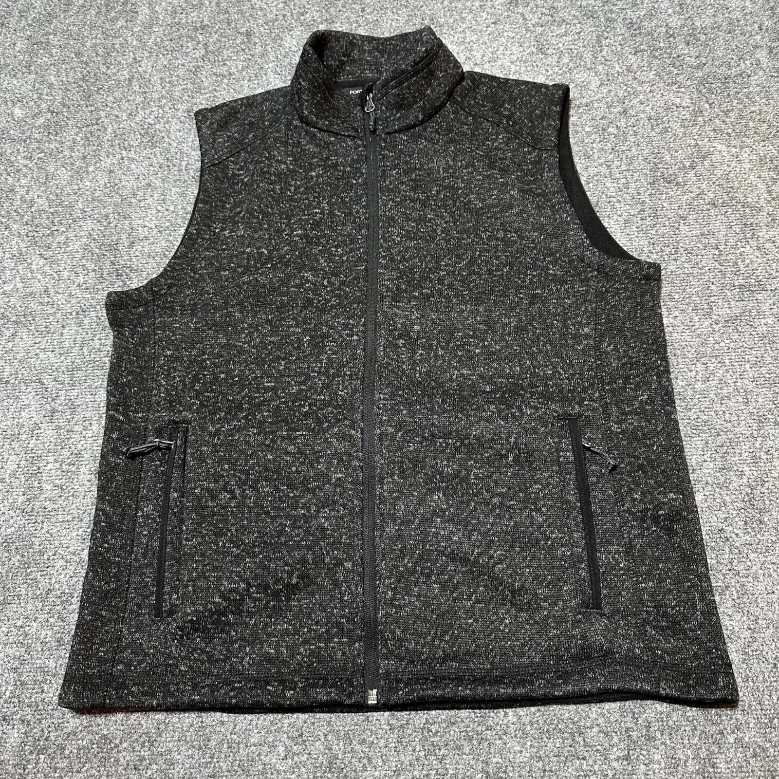 NEW Port Authority Vest Mens Medium Charcoal Full Zip Mock Neck Zipper Pockets