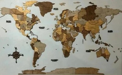 Laser cut Puzzled world map wall Decor English /Digital Dxf Cdr Svg Digital File