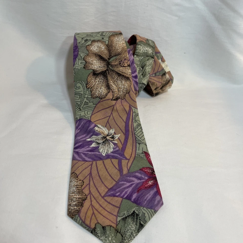 Corbata de seda hawaiana multi floral Hilo Hattie para hombre Foto 2 de 4