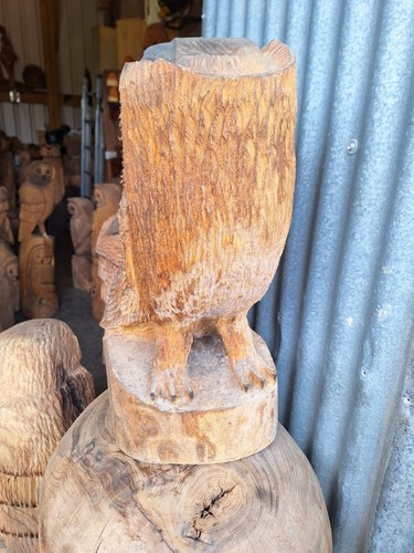 KETTENSÄGE SCHNITZEULE GROSSE GESCHENKIDEE ULME HOLZ HAUS GARTEN SKULPTUR KUNSTHANDWERK - Bild 4 von 9