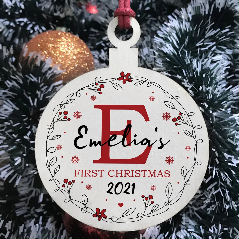 Baby 1st First Christmas Bauble Personalised Tree Decoration Baby Girl Gift - Image 3 of 4