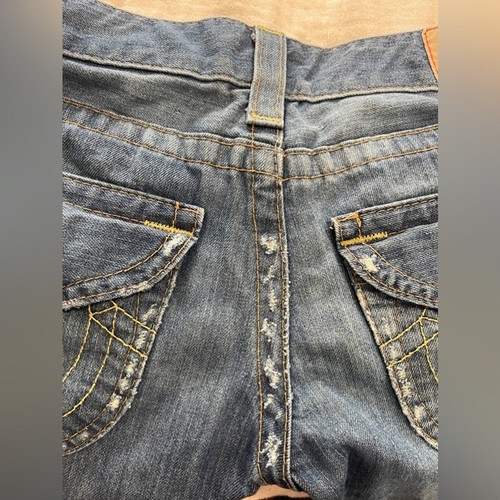 True Religion Womens Jeans Size 26 Blue Flare Leg Distressed Low Rise Denim - Picture 4 of 15