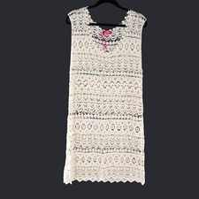 Somya Collection Crochet Dress Womens L Ivory Resort Beach Pool Boho Layering