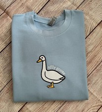 Embroidered Silly Goose Sweatshirt, Funny Silly Goose Adult Crewneck Sweatshirt