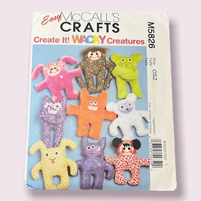 McCalls Crafts M5826 Sewing Pattern Create It! Wacky Creatures Dolls Plush Uncut
