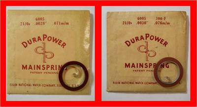 Choice ELGIN DuraPower 6005 - 300-F - 21/0s Watch Mainspring Replacement