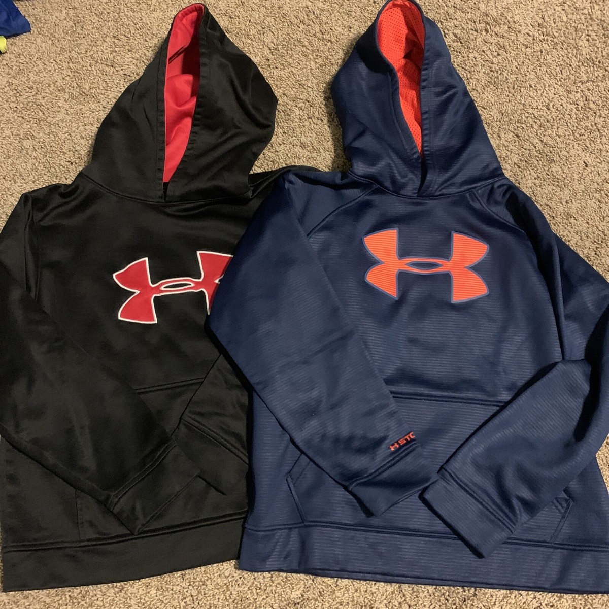 Set Of Under Armour Hoodie Youth Boys Large Hoodies Black/red  Navy/orange