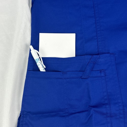 Cherokee Scrubs Top Shirt Women Size Medium Short Sleeve Blue With Pockets NEW - Picture 7 of 9
