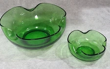 Vintage Anchor Hocking Accent Modern Avocado Green Chip and Dip Set