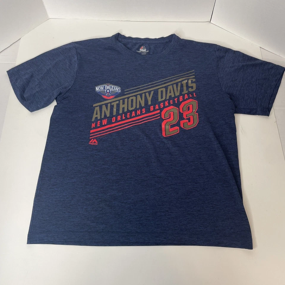 Camisa New Orleans Pelicans Majestic Cool Base, Grande, Azul, Anthony Davis #23 Foto 4 de 4