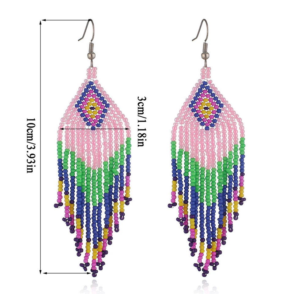 Perlenohrringe Böhmische Mehrfarbige Perlen-Tropfenohrringe Handgefertigtes / - Bild 2 von 4