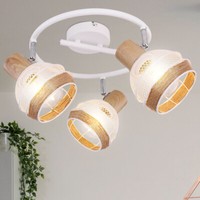 Decken Spot Rondell Beweglich Holz-Optik KäFig Lampe Retro Schlaf Zimmer Leuchte