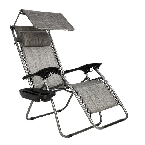 Zero Gravity Chair with Canopy Patio Sunshade Lounge Lawn Chair /w Cup Holder - Picture 4 of 12