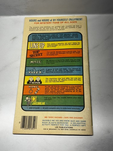 Mr. Mystery Yes & Know Secret Agent Spy Book - Invisible Ink Game Book - Vintage - Foto 2 di 5