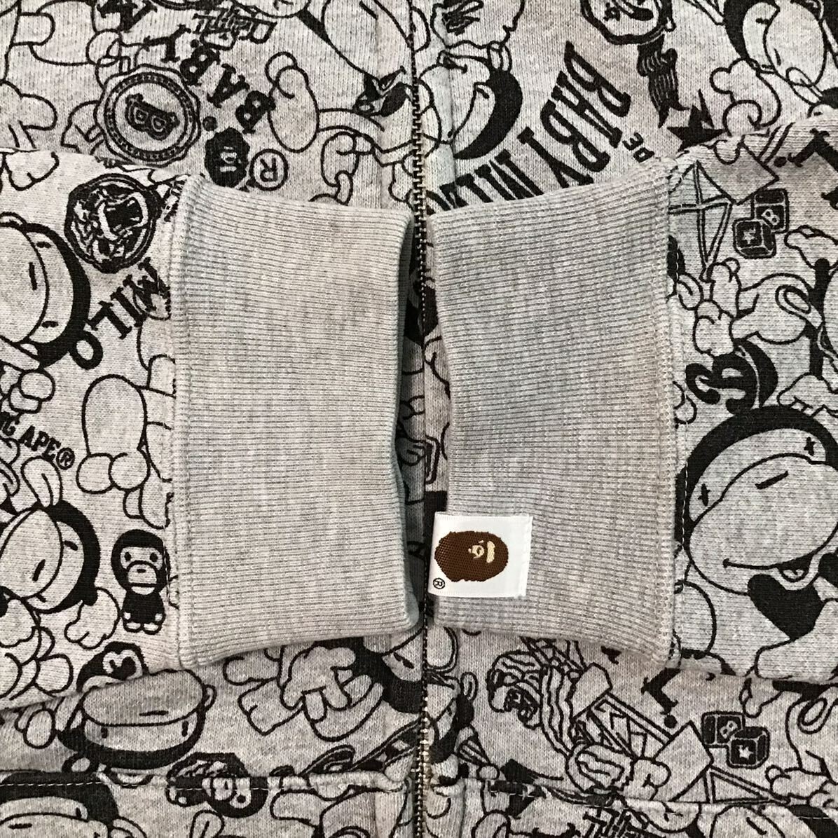 BAPE Comic Milo full zip hoodie a bathing ape NIGO Gray Size
