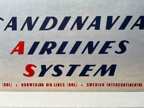 Original Vintage Poster SAS Airlines 1950s Travel Map Americas Globe Atlantic - Picture 4 of 6