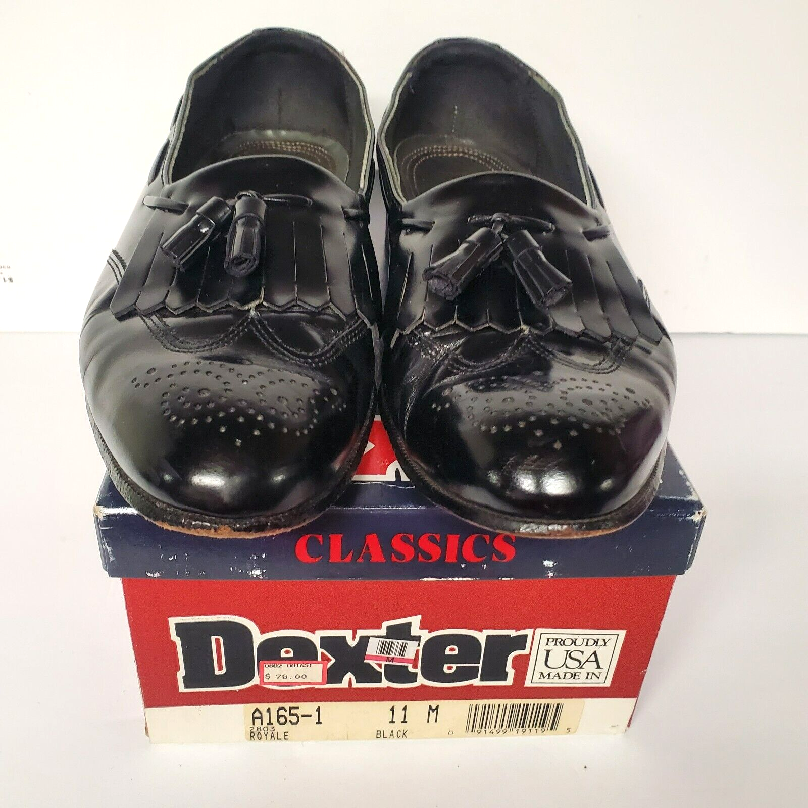 SAOLA Scarpe mocassini uomo nappa nera slipon Dexter Royale taglia 11 M tomaia e suola in pelle