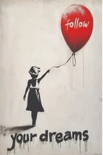 FOLLOW YOUR BANKSY GRAFFITI POP ART PRINT/POSYRT CANVAS/SATIN PHOTO PAPER T24