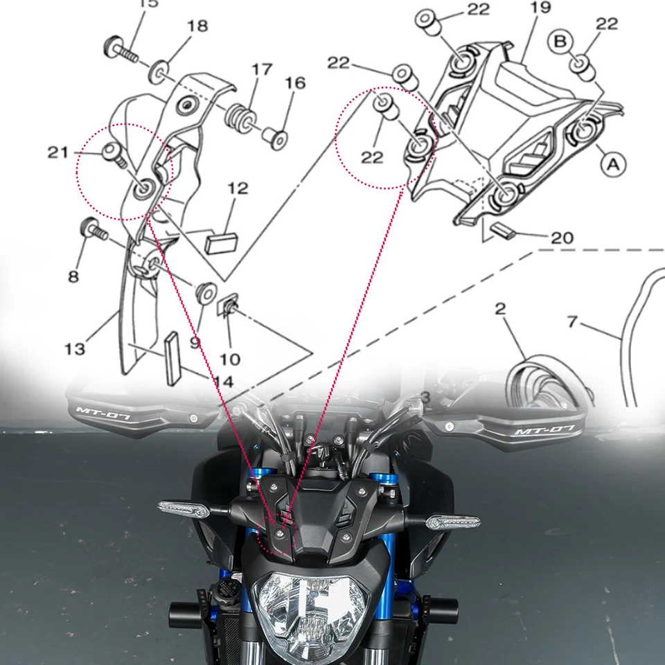 Parafusos de porca de tela de para-brisa M6 parafuso soquete sextavado botão para YAMAHA FZ07 FZ09 FZ10 - Imagem 3 de 4