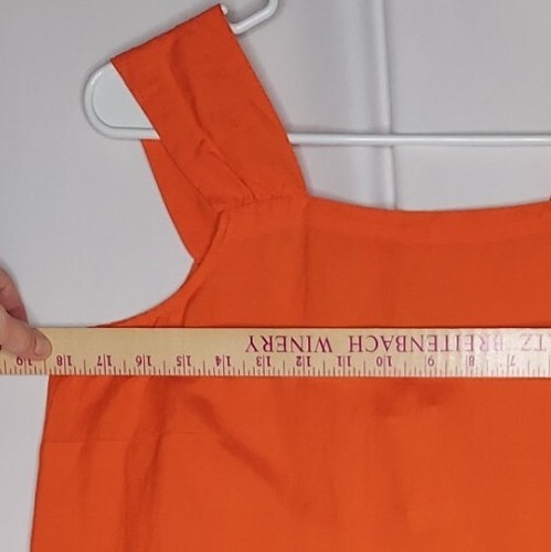 Loft Dress Small Sleeveless Linen-Blend Orange Square Neck Ruffle Hem Shift Mini - Picture 4 of 11