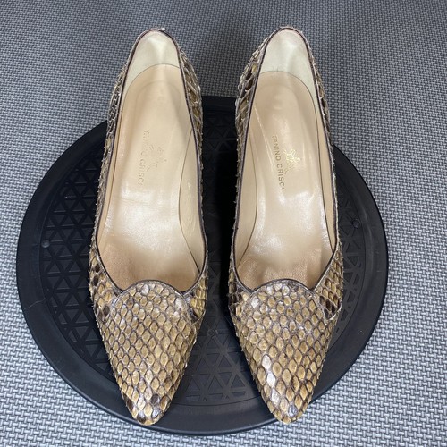 Tanino Crisci Kitten Heels Damen 8 38 1/2 braun Schlangenleder spitz zulaufend - Bild 6 von 14