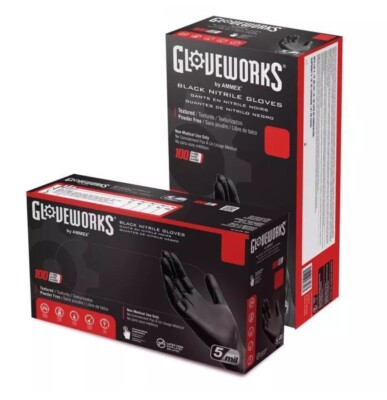 Gloveworks(10×100 Pack)Black Nitrile Disposable Gloves X-Large